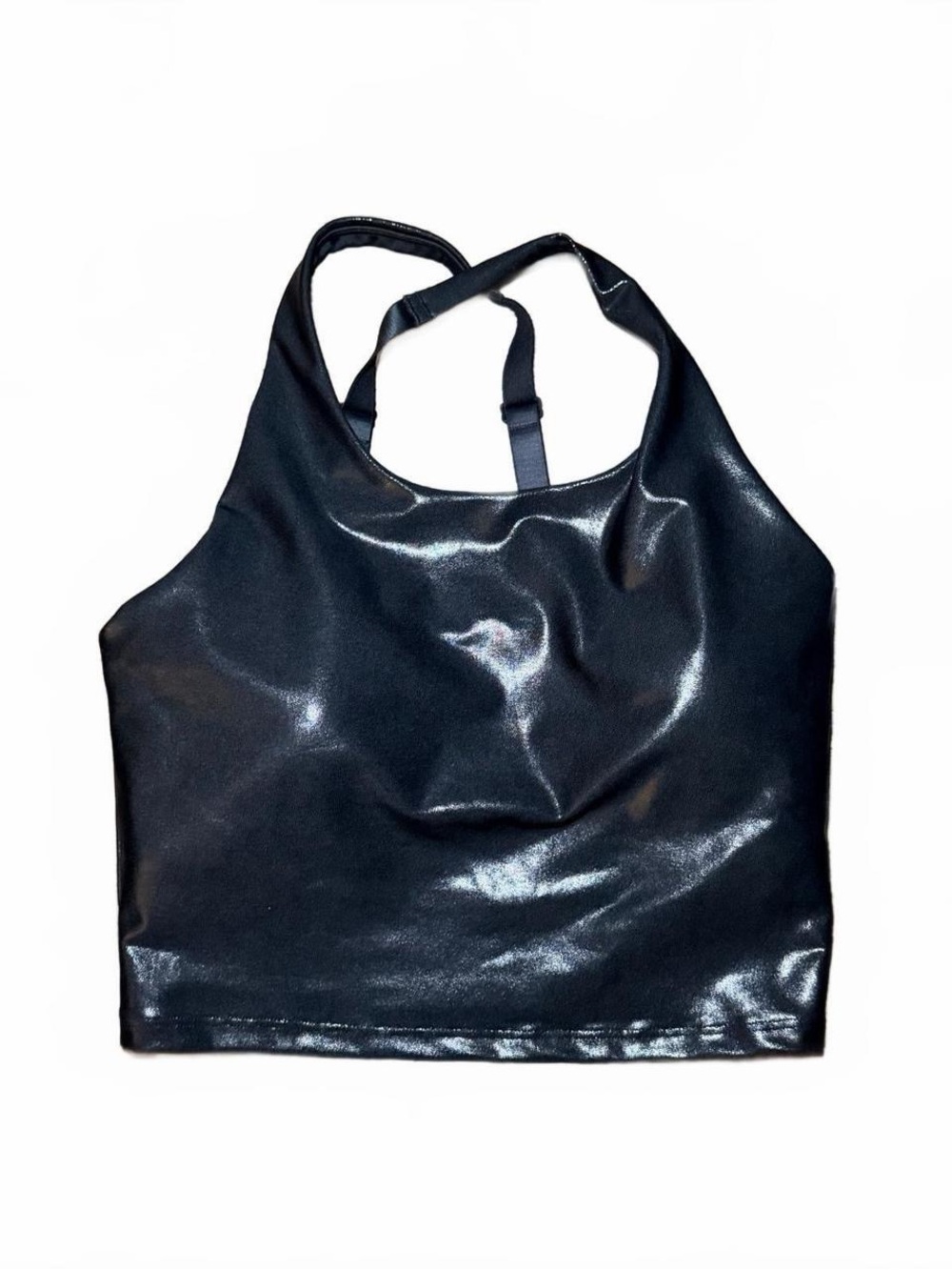 Old Navy Shiny Black Racerback Crop sports bra